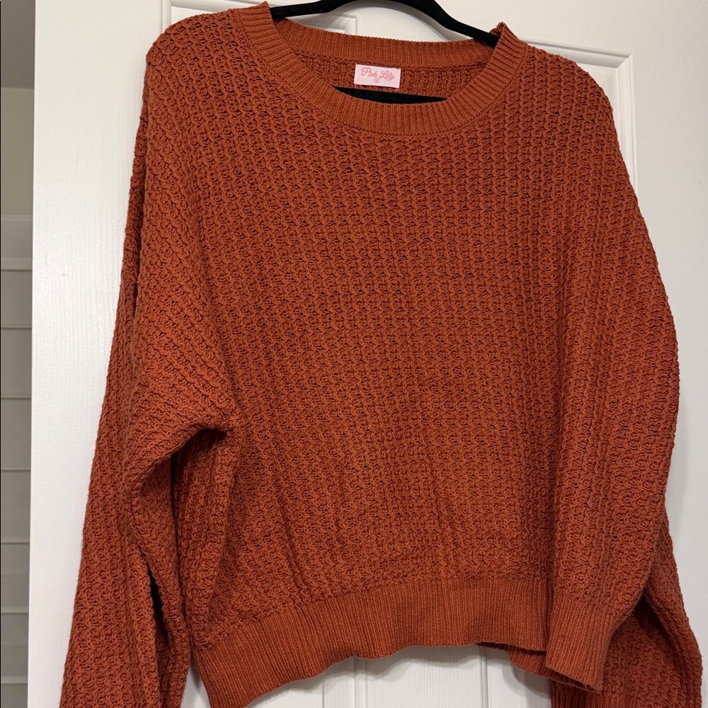 Pink Lily Cozy Rust Sweater
